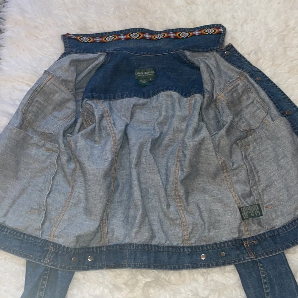 Lauren Jeans Co. Southwestern Style Beadwork Trucker Jacket, Size Small - Picture 12 of 17